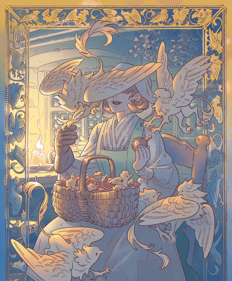 pidgeon keeper - original illustration done in procreate
