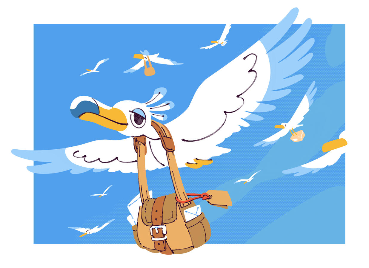 gullmail - fun postcard done in procreate