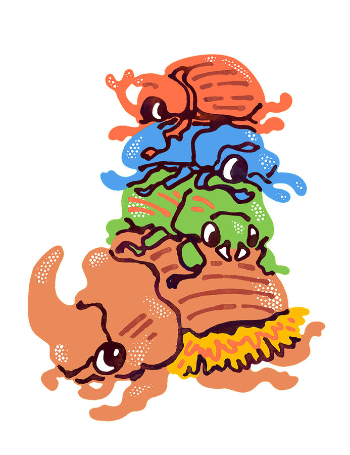 beetle stack - the little drawing that got me back into designing for print, done in procreate